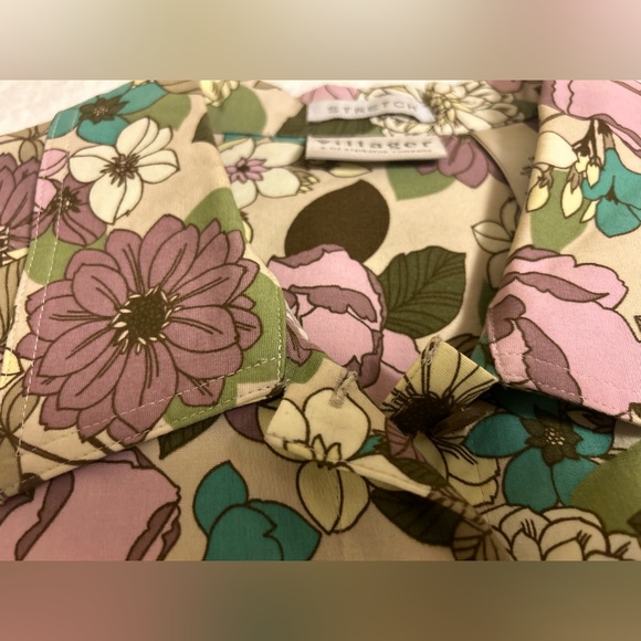 Floral Jacket Shirt Liz Claiborne Women’s Cotton Spandex Size 16 Pockets Long Sl - Picture 9 of 13